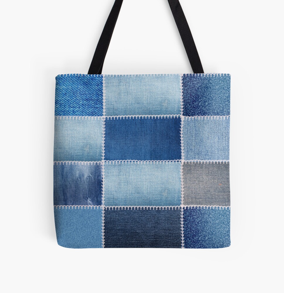 Denim Rays Patchwork Tote Bag