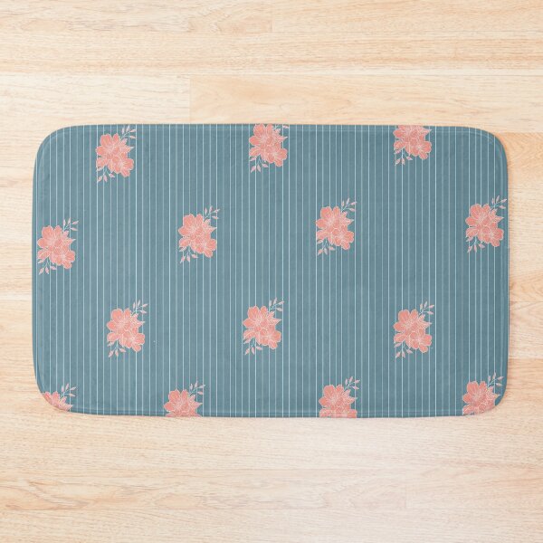 Item preview, Tangerine Orange Flowers on Blue Background with White Lines  designed and sold by tulipdesign.
