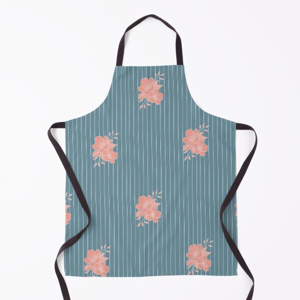 Item preview, Tangerine Orange Flowers on Blue Background with White Lines  designed and sold by tulipdesign.