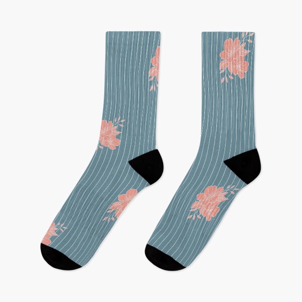 Item preview, Tangerine Orange Flowers on Blue Background with White Lines  designed and sold by tulipdesign.
