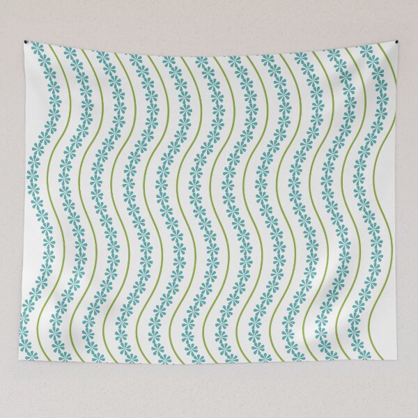 Item preview, Baby Tint Blue Daisy Cute Flowers and Olive Drab Green Lines  designed and sold by tulipdesign.