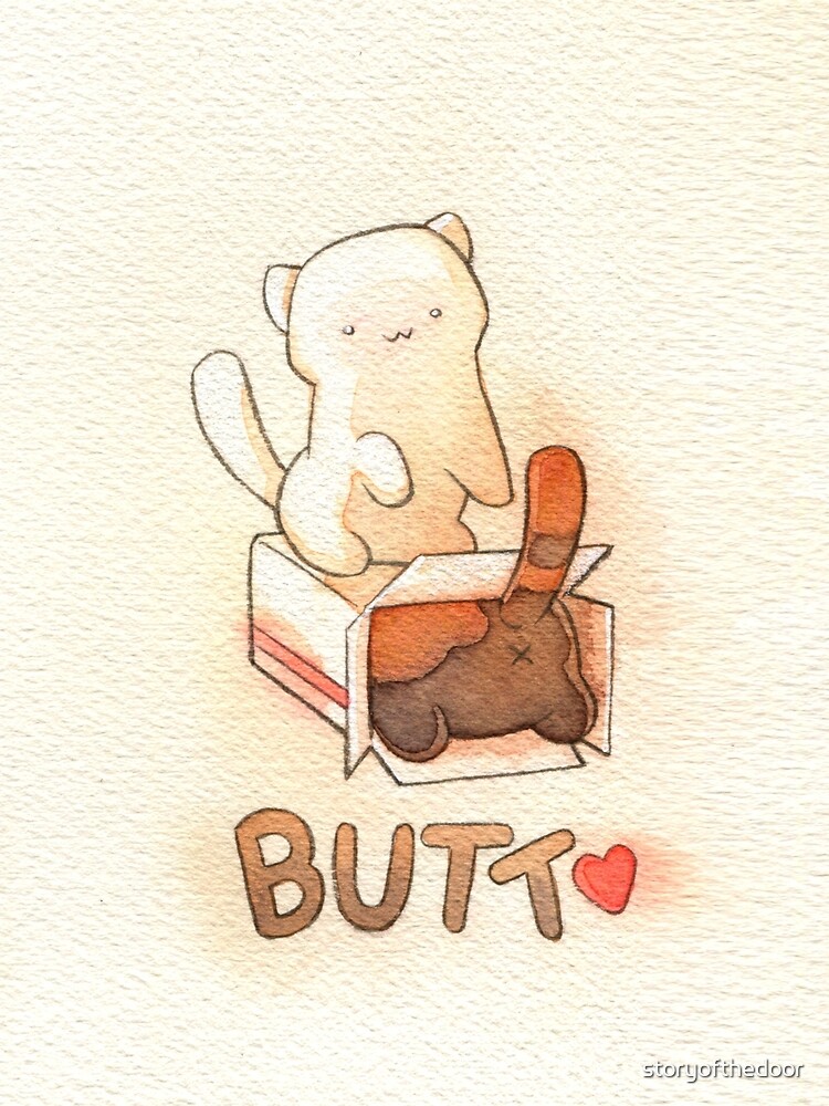 "Neko Atsume Cake Box Butt with Snowball and Bandit" Drawstring Bag for