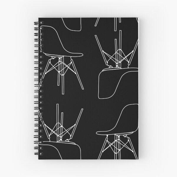 Item preview, Eames DSW chair - black and white line art pattern - black background designed and sold by PippaPrints.