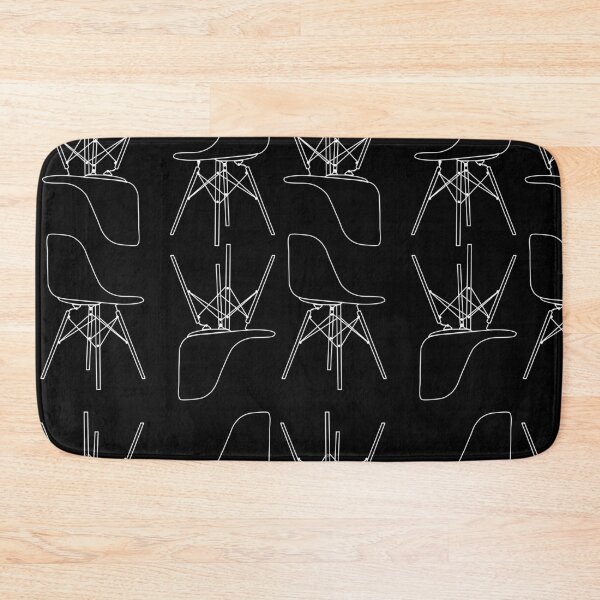 Item preview, Eames DSW chair - black and white line art pattern - black background designed and sold by PippaPrints.