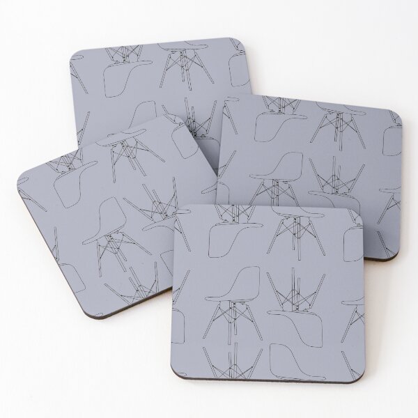 Item preview, Eames DSW chair - black and white line art pattern - grey background designed and sold by PippaPrints.