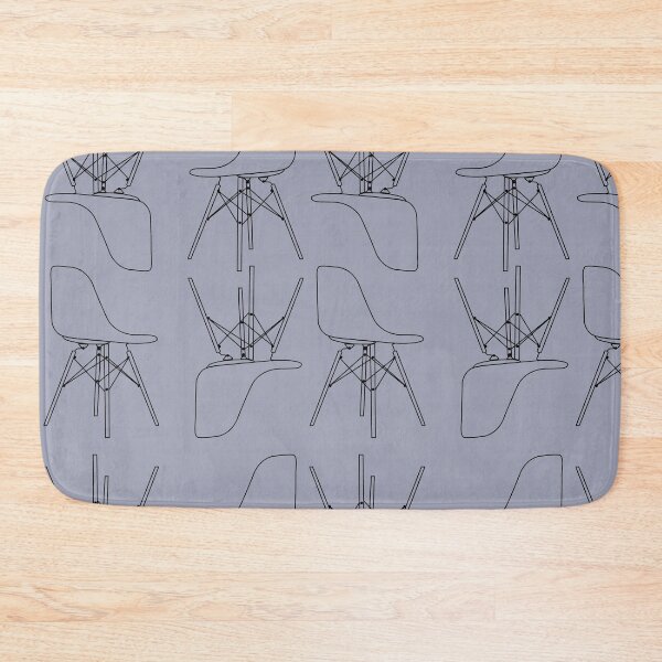 Item preview, Eames DSW chair - black and white line art pattern - grey background designed and sold by PippaPrints.