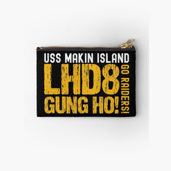 Item preview, USS Makin Island Gung Ho! Go Raiders! Distressed Gold and White  designed and sold by Jennifer Church.
