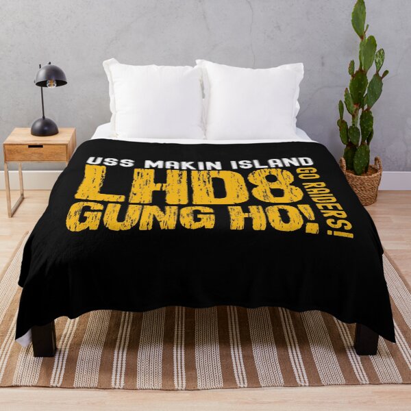 Item preview, USS Makin Island Gung Ho! Go Raiders! Distressed Gold and White  designed and sold by Jennifer Church.