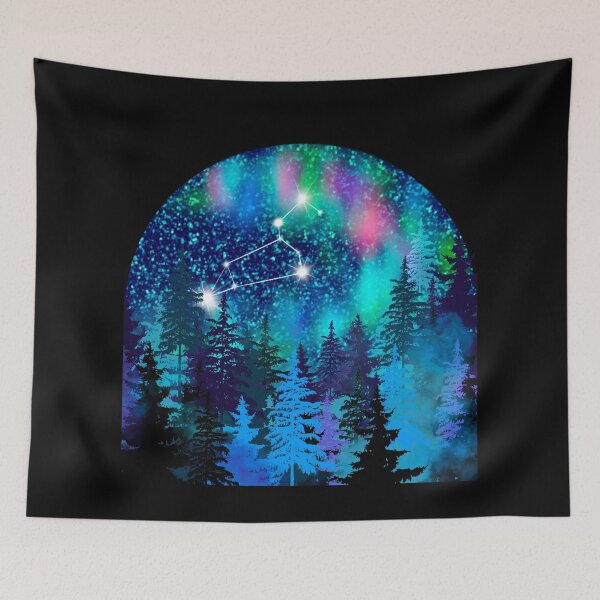 Item preview, Aurora borealis and Leo Zodiac sign constellation  designed and sold by orangerinka.