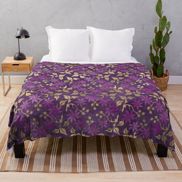 Item preview, Oriental Garden of Gold and Purple Floral Motifs designed and sold by WisdomInspired.