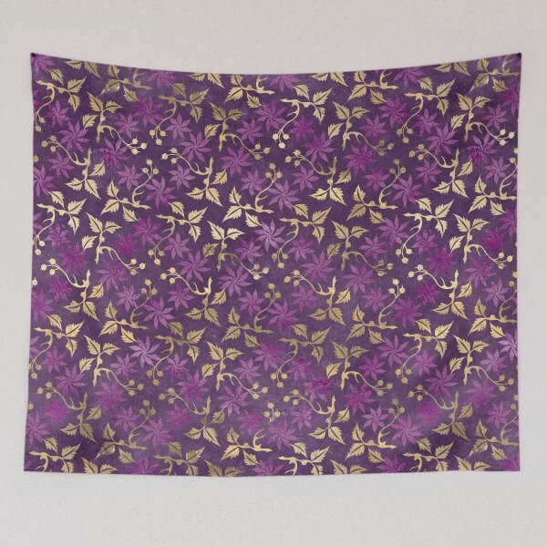 Item preview, Oriental Garden of Gold and Purple Floral Motifs designed and sold by WisdomInspired.
