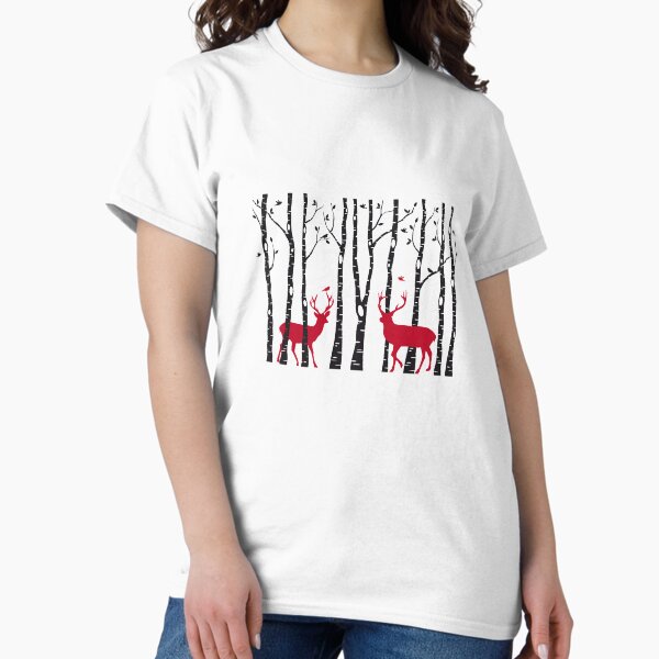 Item preview, Christmas card, red deer in birch tree forest designed and sold by beakraus.