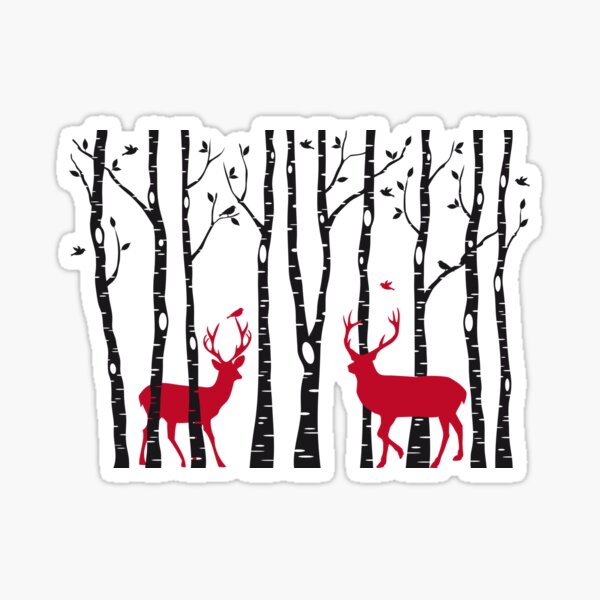 Item preview, Christmas card, red deer in birch tree forest designed and sold by beakraus.