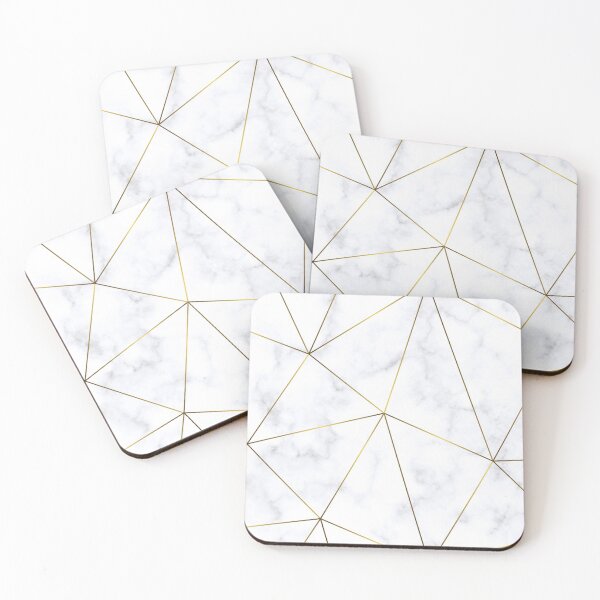 Item preview, Gold Triangle Pattern on White Marble designed and sold by piinkbunny.