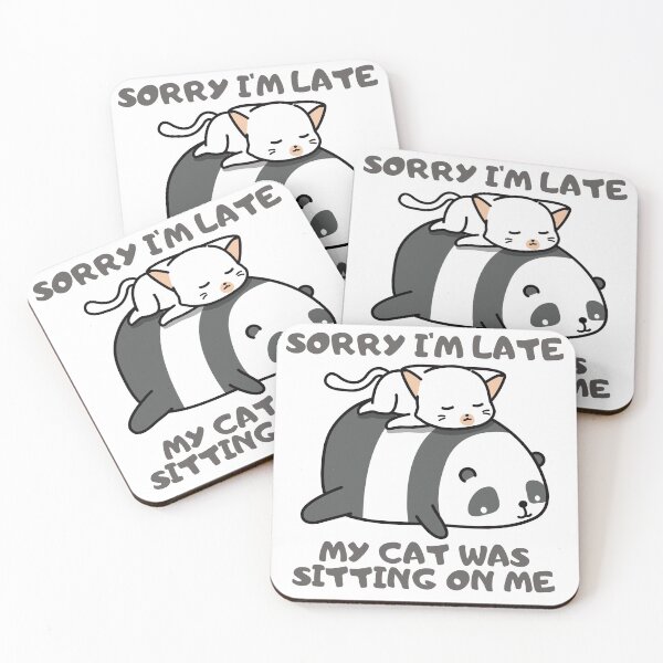 Item preview, Sorry I'm Late My Cat Was Sitting On Me - Sleeping Cat On A Panda designed and sold by PandaSoul.