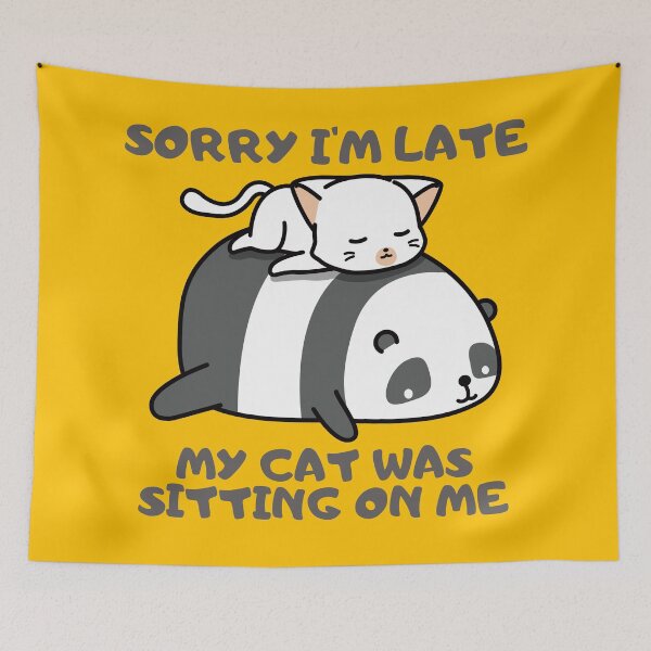Item preview, Sorry I'm Late My Cat Was Sitting On Me - Sleeping Cat On A Panda designed and sold by PandaSoul.