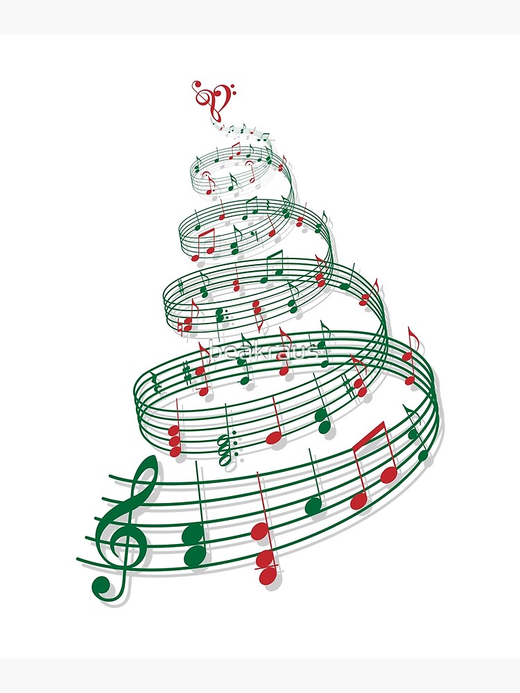 Sapin de Noël avec notes de musique et coeur | Carte de vœux