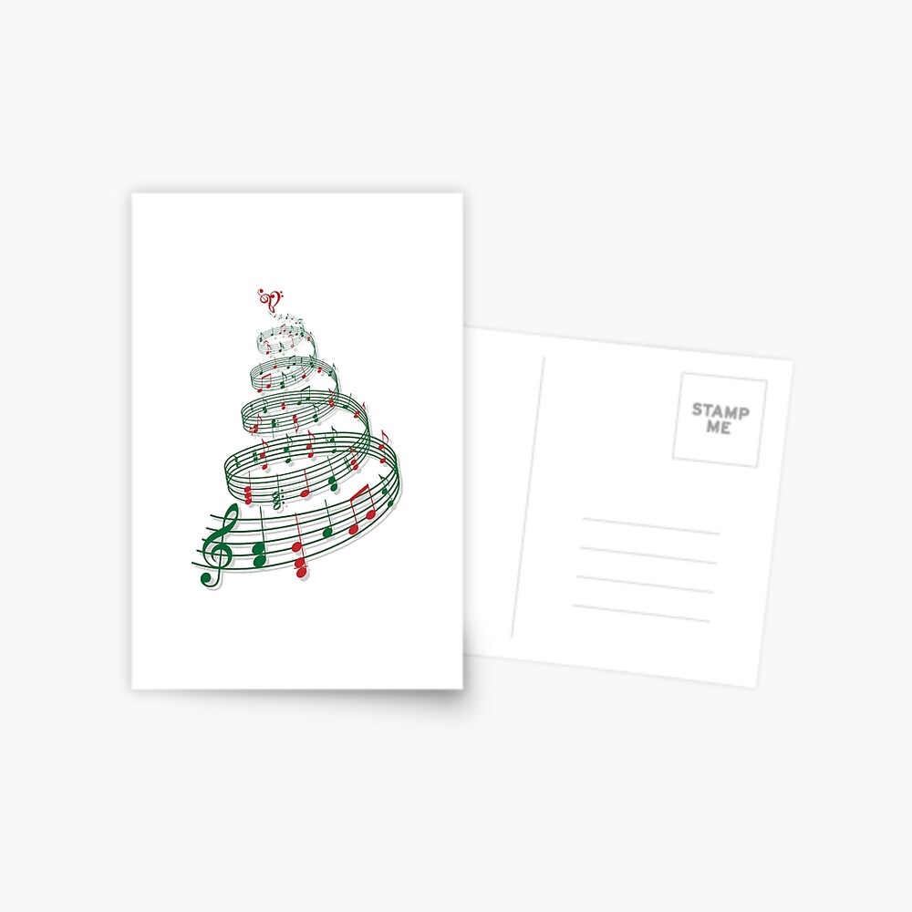 Carte De Vœux Sapin De Noel Avec Notes De Musique Et Coeur Par Beakraus Redbubble