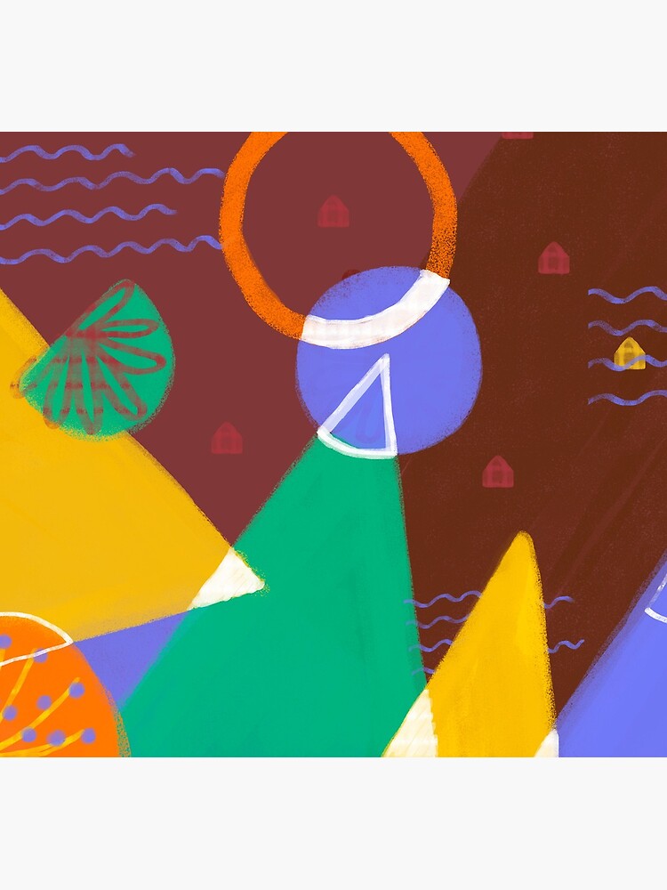 Artwork view, Geometric Colorful illustration of a Mountains Landscape designed and sold by Luisina Salce