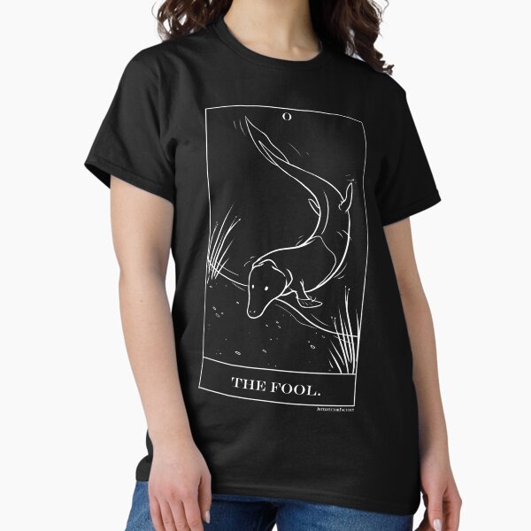 Vista previa del artículo con la obra «El tarot de Tiktaalik dinosaurio tonto», diseñado y vendido por InterfectorFactory.