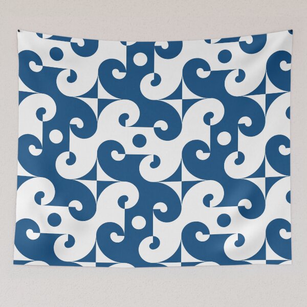 Item preview, Geometric pattern with round elements in classic blue designed and sold by acidmit.