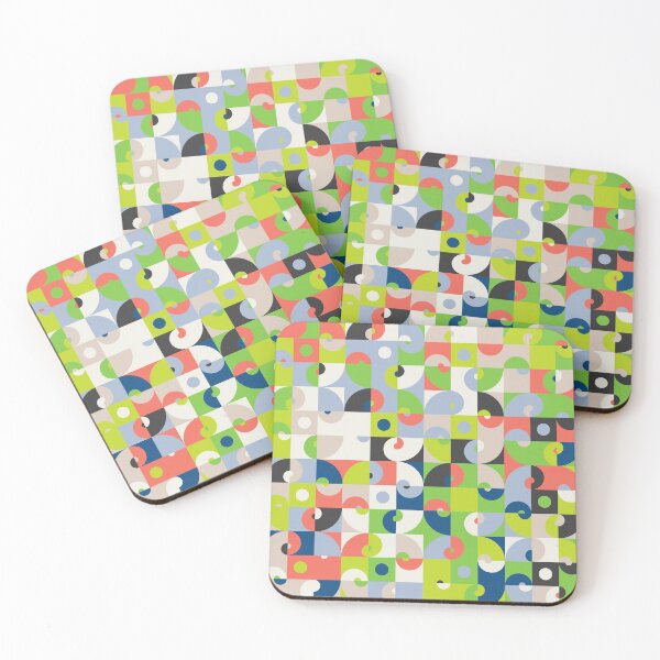 Item preview, Geometric mosaic with round elements in random classic blue color palette designed and sold by acidmit.