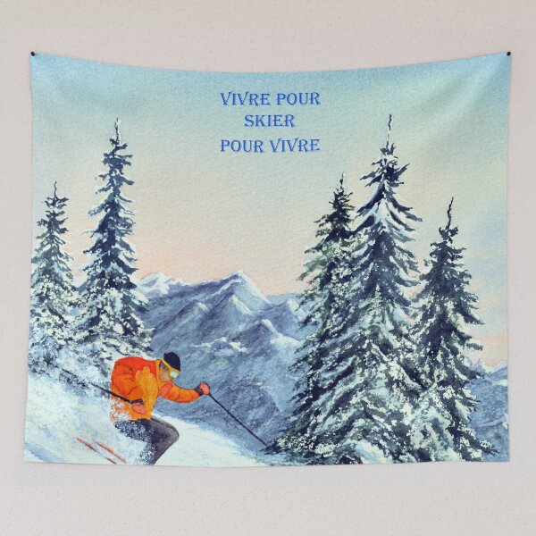 Item preview, VIVRE POUR SKIER POUR VIVRE - Skiing The clear Leader with French banner designed and sold by William Holkham.