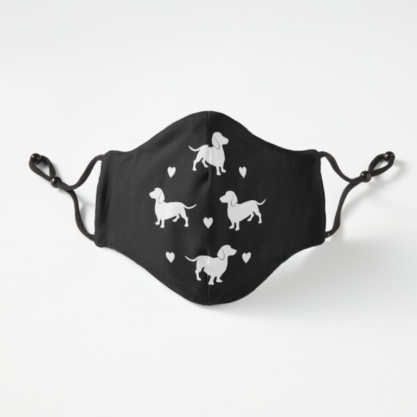Dachshund, DACHSHUND, DIXIE, BLACK AND WHITE WITH HEARTS BY SUBGRL Fitted 3-Layer