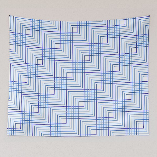 Item preview, Blue square line geometric pattern designed and sold by flashcompact.