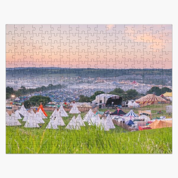 Item preview, Glastonbury Festival at Sunset Panorama with Tipis designed and sold by oindypoind.