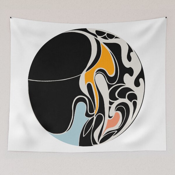 Item preview, black circle with abstract fluid shapes designed and sold by Alex-Saltykova.