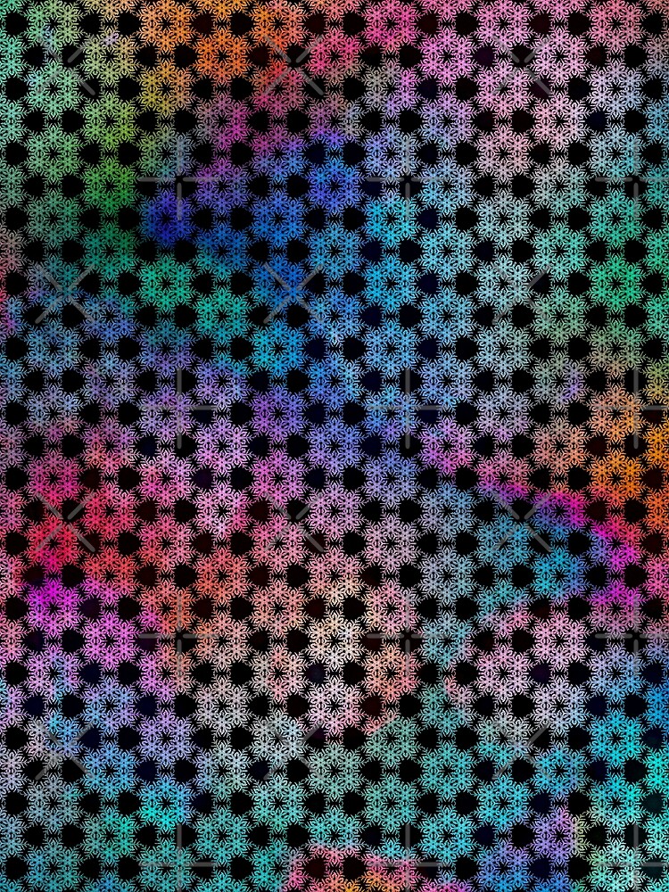 Thumbnail 3 of 3, Scarf, Geometric Multicoloured Snowflake Pattern designed and sold by Forevercreative.