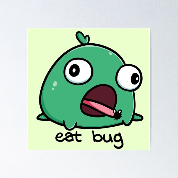 Item preview, Silly Green Frog Eat Bug designed and sold by vanillaroseart.