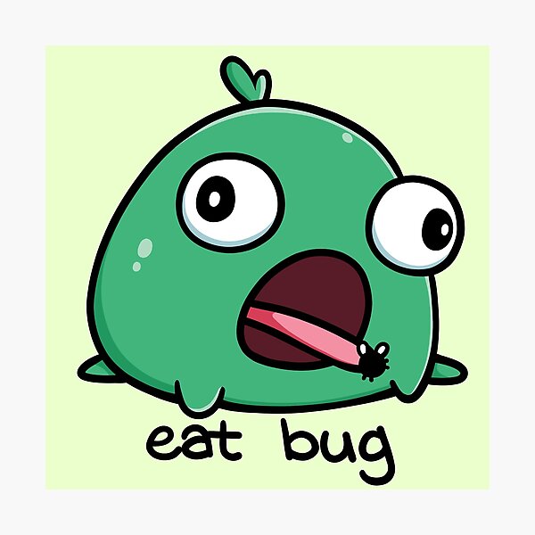 Item preview, Silly Green Frog Eat Bug designed and sold by vanillaroseart.