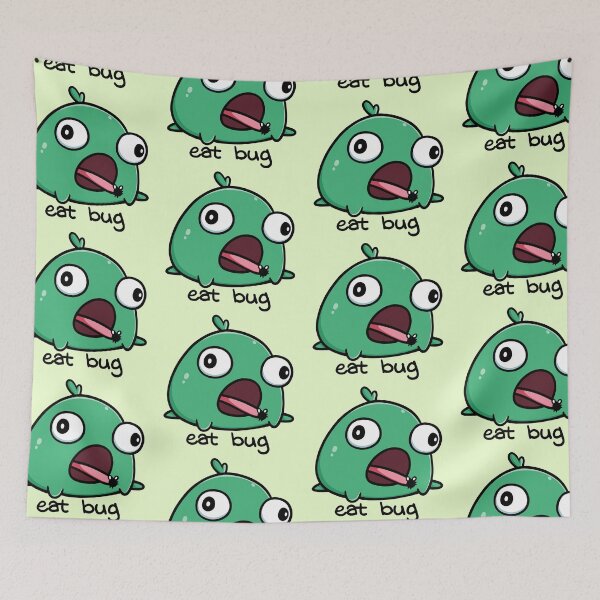 Item preview, Silly Green Frog Eat Bug designed and sold by vanillaroseart.