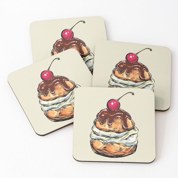 Item preview, Cream Puff Topped With Chocolate Glaze And Cherry designed and sold by Alicia Chee.