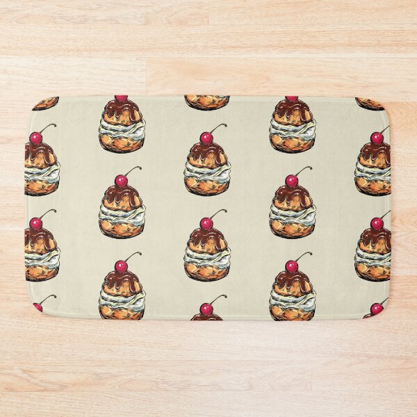 Item preview, Cream Puff Topped With Chocolate Glaze And Cherry designed and sold by Alicia Chee.