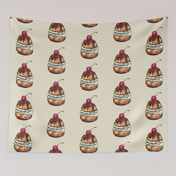 Item preview, Cream Puff Topped With Chocolate Glaze And Cherry designed and sold by Alicia Chee.