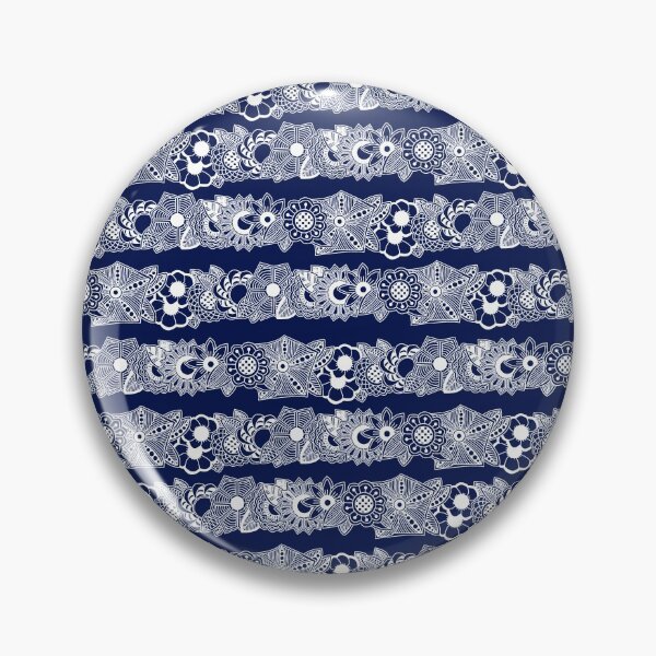 Item preview, Floral Twist on the Classic Nautical Stripe - White on Navy Blue designed and sold by Pentanglement.