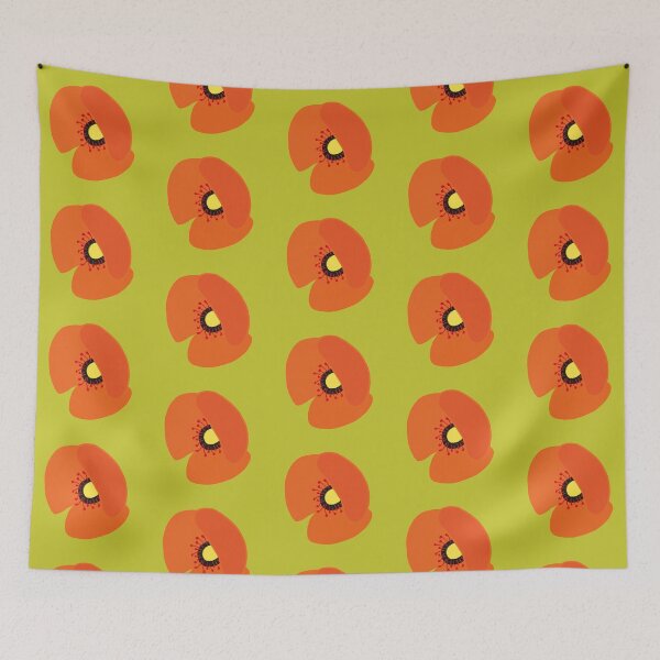 Item preview, Motif coquelicot (fond vert) designed and sold by Karine-Anglade.