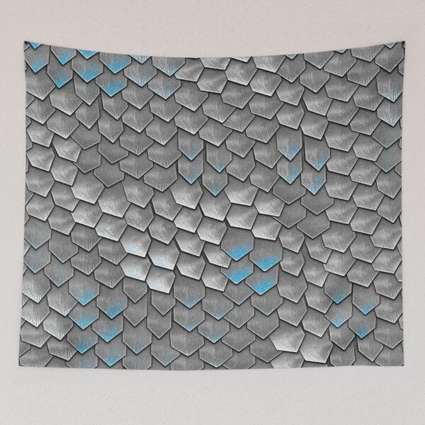 Item preview, Escamas de armadura de dragón holográficas plateadas y azules designed and sold by orionlodubyal.