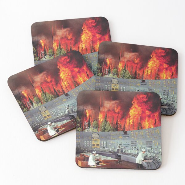 Item preview, Retro Vintage Collage Art - Burning Reactor Forest Fire designed and sold by mildlyironic.