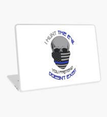 BLUE Line Skull Laptop Skin