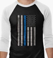 Police blue line Flag Men's Baseball ¾ T-Shirt