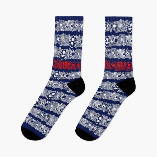 Item preview, Hand Drawn Floral Nautical Stripes Design (Large Red, White and Blue Narrow Spacing Horizontal) designed and sold by Pentanglement.