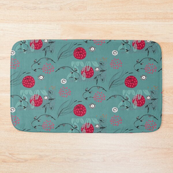 Item preview, Motif lianes rouges (fond bleu vert) designed and sold by Karine-Anglade.