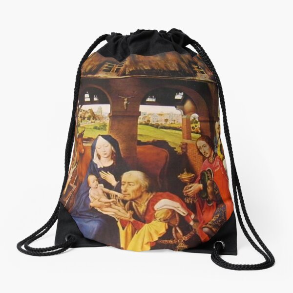 Flemish Painting And Oil Colors Rogier Van Der Weyden. Pittura Fiamminga E I Colori A Olio Rogier Van Der Weyden Drawstring Bag