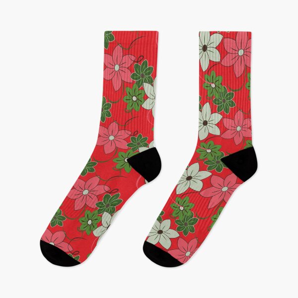Item preview, Floral pattern, fashion print, red and green designed and sold by Susan Marie Williams.