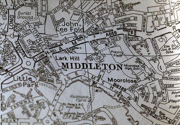 Middleton, Oldham, Manchester, Town Centre, North West England map