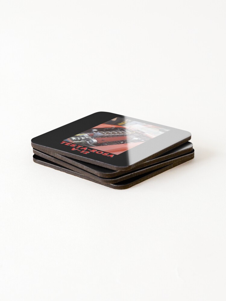 Thumbnail 4 of 5, Coasters (Set of 4), Testa - Rosa V-12 Perfection tee designed and sold by RBOJCK.